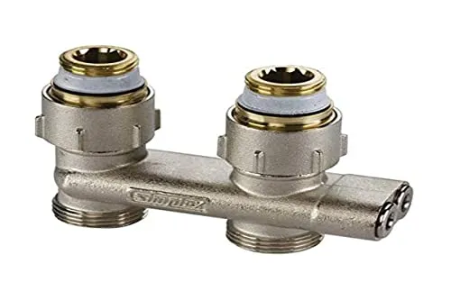 SIMPLEX Umlenkstück Durchgang Ventilheizkörper Hahnblock Eurokonus F10076 - Expansionsventile, vernickelte Oberfläche für hohe Korrosionsbeständigkeit, ideal für die Verbindung von Ventilheizkörpern in Zentralheizungen.