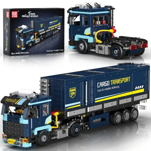 Mould King 24125 LKW-Klemmbausteine, öffnbarer Laderaum, 972 Teile | Aufklappbare Seitenwände und Hecktüren, 47,5 × 8,7 × 12,5 cm, geeignet ab 14 Jahren