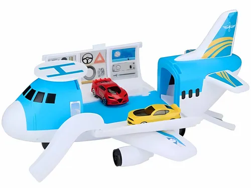 Edco TRANSPORTFLUGZEUG 20-TLG Set - 2-in-1 Transportflugzeug mit 2 Autos, fördert Kreativität und Feinmotorik für Kinder von 3 bis 6 Jahren