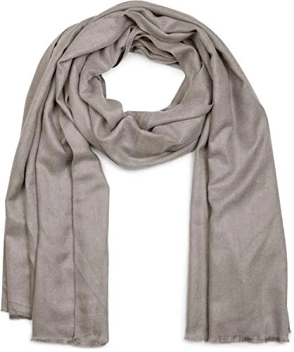 styleBREAKER weicher Stola Schal in Unifarben mit Fransen, Tuch, Unisex 01017070, Farbe:Grau