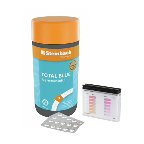 Steinbach Poolpflege Test-Set Total Blue 1 kg - Chlor-Set für präzise pH- und Chlorwertkontrolle, sorgt für kristallklares Wasser und langanhaltende Desinfektion – ideal für alle Poolarten.
