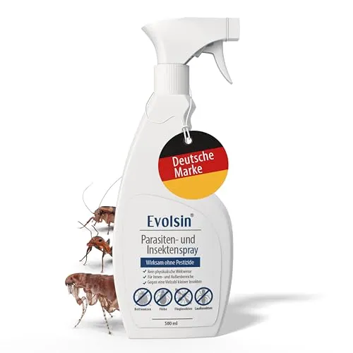 Evolsin Parasiten- & Insektenspray 500 ml – Natürliche Wirkung ohne Insektizide - Spinnen- & Kakerlakenabwehr: Effektiv gegen Ameisen, Bettwanzen und mehr – sicher für Kinder & Haustiere, mit wasserbasierter Formel für rückstandsfreie Anwendung.