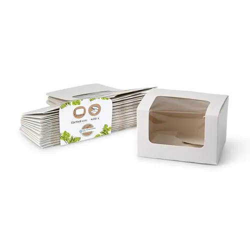 BIOZOYG Cupcake-Box Patisserie-Schachtel 13x11 cm - Nachhaltige Gebäck-Box mit Sichtfenster, ideal für Muffins und Cupcakes. Biologisch abbaubar und perfekt für To-Go-Verpackungen in der Patisserie.