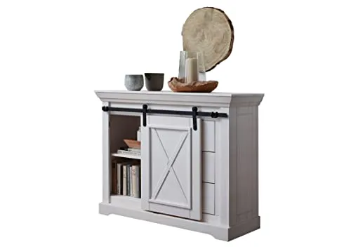 Woodroom Kommode Maribo in Kiefer massiv weiß (BxHxT 109x87x40 cm)