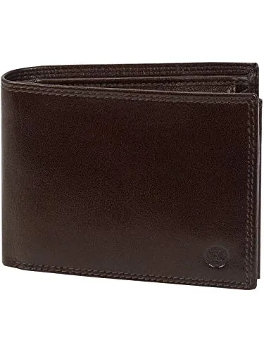 HC Herren Geldbörse Quer aus Büffel Nappa Leder RFID Schutz, Farben:Dunkelbraun