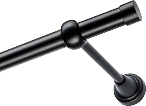 Voppi Gardinenstange Moderi 1-läufig 180 cm 19 mm schwarz, moderne Vorhangstange, einfache Wandmontage