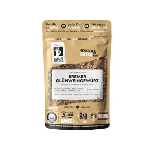 Bremer Gewürzhandel Bremer Glühweingewürz, geschrotet, Glühwein selber machen nach original Rezept, für Punsch, Bowle, Kinderpunsch & Weihnachtstee, 100g
