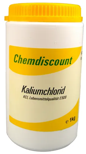 Kaliumchlorid E508 1kg - Lebensmittelqualität, versandkostenfrei! - Frischhaltedosen, Lieferung in stabiler Dose mit luftdichtem Innendeckel und Antibackmittel für optimale Rieselfähigkeit