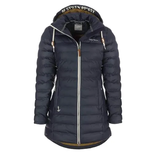Dry Fashion Damen Polyurethan-Mantel Danzig - Wind- und wasserdichte Outdoor-Jacke in Navy, Größe 48 - Funktionsjacken – Optimaler Schutz mit hochfrequenzverschweißten Nähten und tailliertem Schnitt für Komfort und Stil bei jedem Wetter.