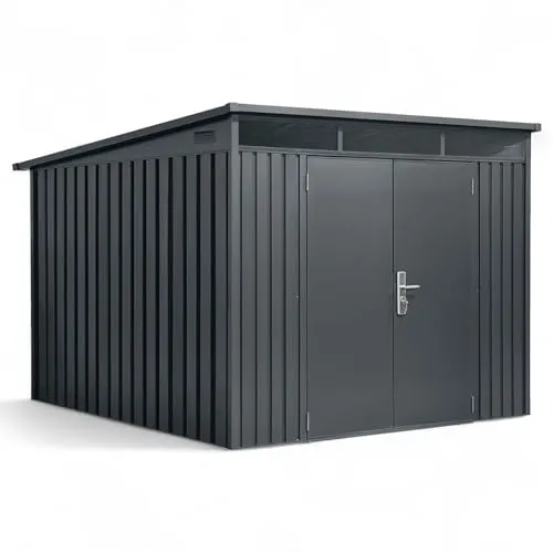 osoltus Premium Metall Gerätehaus Skylight 8,6m² - Gartenhäuser aus robustem Stahlblech mit großzügigem Stauraum von 8,6m², ideal für Gartenwerkzeuge und Fahrräder. Wetterfest und langlebig.