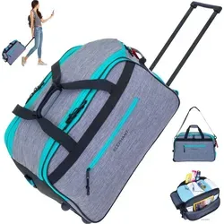 Reisetrolley Weekender Duffle Elephant 55 cm - Grau Türkis - Koffer: 55 cm Weekender Duffle Trolley mit 45 Liter Stauraum, ideal für Kurzreisen. Mit leisen Vollgummirädern und praktischem Schultergurt für maximalen Komfort.