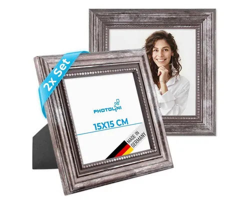 PHOTOLINI Bilderrahmen 2er Set - Massivholz-Rahmen im Barock-Design - Einzelrahmen aus hochwertigem Massivholz im edlen Barock-Design, ideal zur Gestaltung einer persönlichen Fotogalerie. Praktisches Zubehör inklusive für einfachen Wechsel.