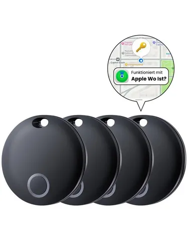S&T Design Smart Tag Koffer Hunde Tracker - GPS-Tracker für Apple Wo, schwarz - Wasserdichter GPS-Tracker mit IP67, ideal für Hunde, Schlüssel und Gepäck. Mit MFi-Zertifizierung und weltweit präziser Ortung. Zuverlässig und kompakt für den täglichen Einsatz.