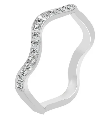 AKZENT Fingerring Solstice aus Edelstahl, Similibesatz, silberfarben, Gr. 54/57/60 (Einzeln), Damen Ring