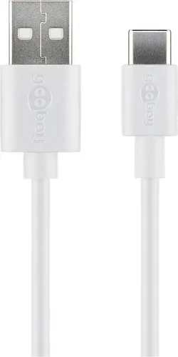 goobay USB-C Lade- u. Synchronisationskabel für Geräte mir USB-C Anschluss, 0,5m, Weiß