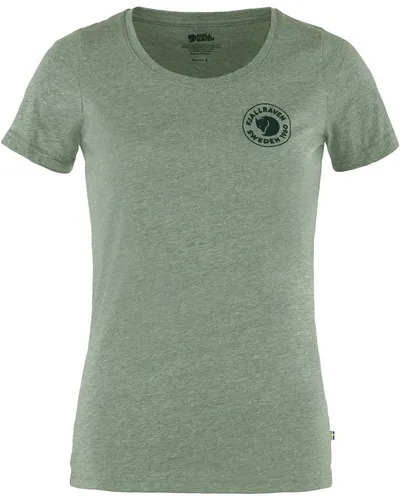 Fjällräven T-Shirt Damen 1960 LOGO - Grün L - Shirts aus 60% Bio-Baumwolle und 40% recyceltem Polyester, umweltfreundlich und stylish im Slim Fit Design.