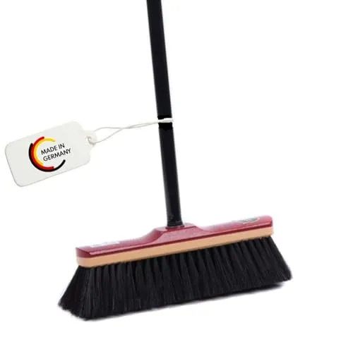 Hochwertiger Echt Rosshaarbesen 30cm mit Teleskopstiel in schwarz von BawiTec