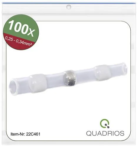 Quadrios 22C461 Stoßverbinder mit Schrumpfschlauch 0.25mm² 0.34mm² Vollisoliert Weiß 1 Set