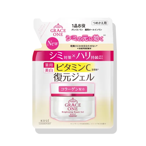 KOSÉ GRACE ONE Tiefenfeuchtigkeits-Gel UV N SPF 50+ PA++++: Japanische Tagespflege mit Kollagen & Hyaluronsäure für Feuchtigkeit und Tone-Up Effekt