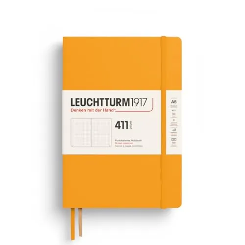 LEUCHTTURM1917 Notizbuch 411 Medium (A5) Rising Sun - Das LEUCHTTURM1917 Notizbuch 411 bietet mit 411 nummerierten Seiten viel Raum für kreative Gedanken und Projekte. Hochwertiges Hardcover und 80 g/m² Papier garantieren ein angenehmes Schreiberlebnis – ideal für den täglichen Gebrauch.
