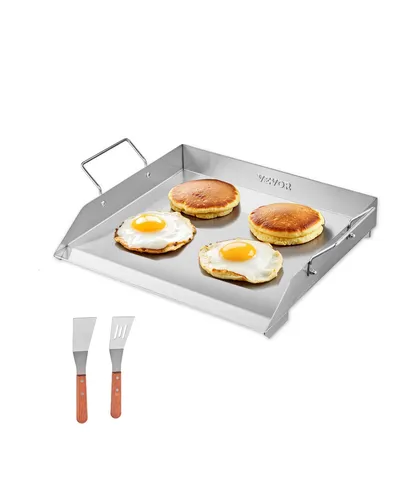 VEVOR Flache Grillplatte 448x370mm - Grillzubehör aus Edelstahl, ideal für gleichmäßiges Garen drinnen & draußen. Langlebig und leicht zu reinigen - der perfekte Begleiter für Feinschmecker!