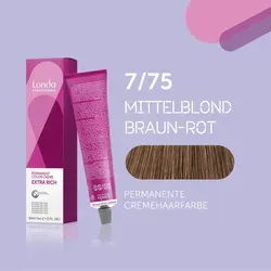 Londa Professional Extra Rich Crème Permanente Cremehaarfarbe 7/75 Mittelblond braun-rot 60ml