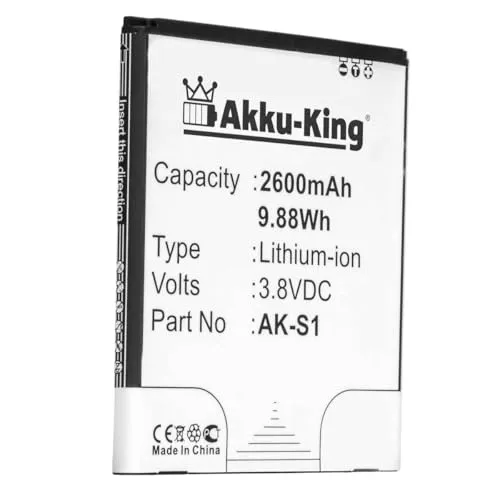 Akku-King Akku kompatibel mit Emporia AK-S1, AK-S1(V1.0) - Li-Ion 2600mAh - für Emporia Smart, Smart 1