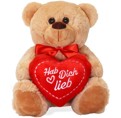 matches21 HOME & HOBBY Plüschfigur Teddybär mit Herz Hab Dich lieb braun 25 cm (1-St)