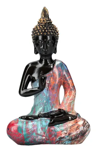 Figuren Shop GmbH Dekofigur Buddha Figur - Colorful Art klein - Mythologie Dekoration Dekofigur