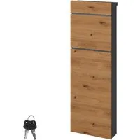 ML-DESIGN Standbriefkasten aus rostfreiem Stahl - Freistehender Briefkasten in Holzdekor, pulverbeschichtet und mit 2 Schlüsseln, ideal für sicheren Postempfang im Außenbereich.