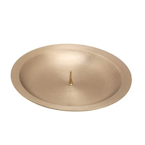 NKlaus Kerzenteller Ø 10cm Kerzenständer Taufkerze Kerzenhalter mit Dorn 1cm Kerzenuntersetzer Messing Stumpenkerzen Kommunion Taufe Gold 2812