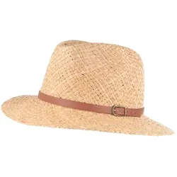 Breiter Strohhut aus 100% Raffia mit Kunstleder-Garnitur – Ideal für den Sommer