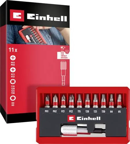 Einhell Bit Taschenbox 11tlg 118663 Bit-Set TORX, PH, PZ, Innen-Sechskant inkl. Bithalter