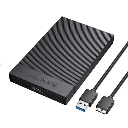 SANZANG 2,5 Zoll Festplattengehäuse USB 3.0 - Externe Gehäuse für 2,5 Zoll SATA SSD/HDD, ermöglicht Übertragungsgeschwindigkeiten bis 5 Gbit/s dank UASP-Unterstützung, ideal für PC, Laptop, PS4 und Xbox.