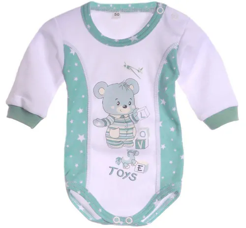 La Bortini Body Baby Langarmbody für Neugeborene mit Aufdruck neutral aus reiner Baumwolle, 44 50