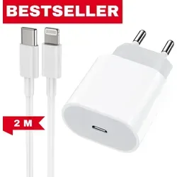 iPhone Ladekabel schnell usb-c für original iPhone 12, 13, 14, 11 X, XR Ladegerät Schnellladegerät Ladekabel Netzteil Ladegerät Adapter 2m - Weiß