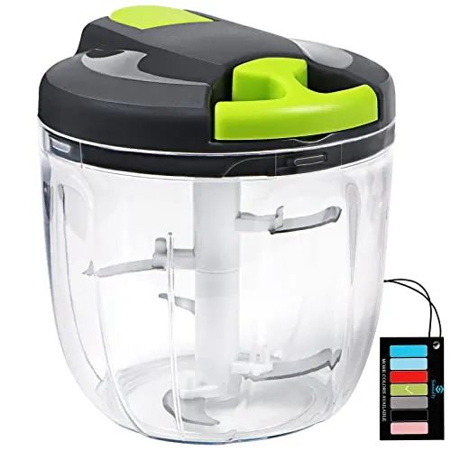 Sinnsally Zwiebelschneider Manuell,900ml Zwiebel Zerkleinerer Große mit seilzug,Gemüseschneider Manuell,Vegetable Onion Chopper Multizerkleinerer,Multischneider,Blitzhacker Universalhacker