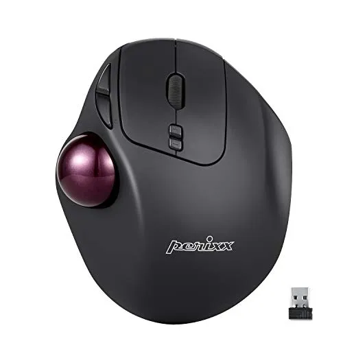Perixx PERIMICE-717 Kabellose Trackball Maus - Ergonomische Trackball Maus mit 34 mm Ball, 400/1000 DPI, 7 Tasten (5 programmierbar) für mühelose Steuerung und weniger Handbewegung.