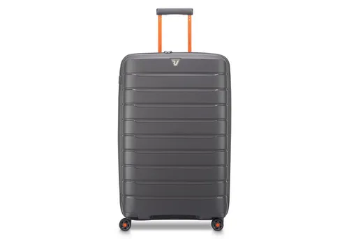 Roncato Trolley B-Flying Move 4W Grande L - 78 cm Graphite - Hochwertiger Koffer mit 4 leichtlaufenden Doppelrollen, TSA-Zahlenschloss und Volumenerweiterung um 18 Liter - ideal für lange Reisen.