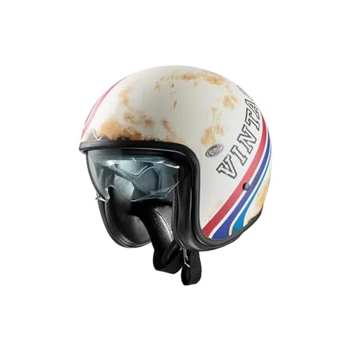 Premier Offener Helm Vintage BTR 12 BM L - Motorradhelm mit herausnehmbarer und waschbarer Innenausstattung, atmungsaktiver Nackenrolle und innerer Sonnenblende für optimalen Komfort und Schutz.