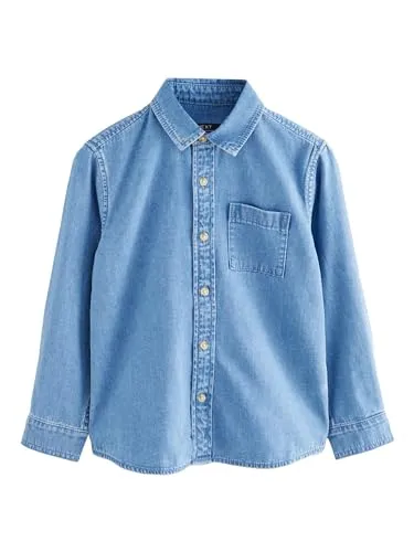 NEXT Jungen Langärmeliges Denim Hemd in Blau (Gr. 110) von NEXT