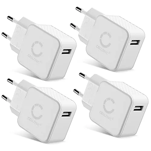 CELLONIC Schnelles Laden: USB Ladegerät (4Pack) für Handy Smartphone Tablet Kamera Lautsprecher UVM
