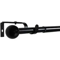 Deco-Raum Gardinenstangen Set Ausziehbar 1-Lauf Kugel Flexa Ø 16/19 mm 70-120cm Schwarz