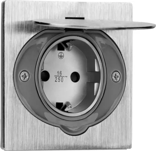 ORNO AE-1397(GS) Hermetische Unterputz Steckdose aus Edelstahl, IP44 - Steckdose für Feuchträume und Außenbereiche, modern und langlebig aus Edelstahl, ideal für Keller, Garage und Terrasse.