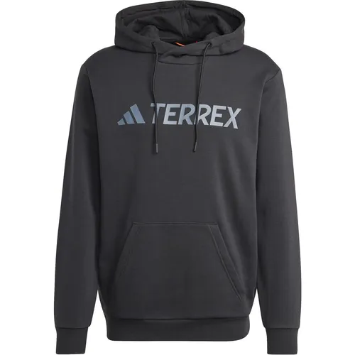 adidas Herren Terrex Multi Large Logo Hoodie - Schwarz, Größe L - Herren-Sweatshirt mit Kängurutasche, aus 70% recyceltem Material, ideal für umweltbewusste Sportler und stylische Freizeitlooks.