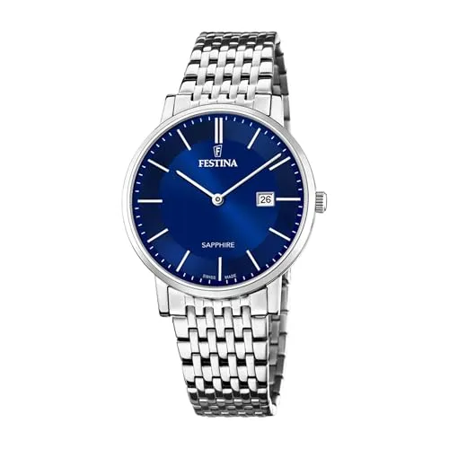 FESTINA Herren Armbanduhr F20018/2 - Stilvolles Design in Blau - Hochwertige Armbanduhr aus Edelstahl für Herren, mit elegantem blauen Zifferblatt und präziser Swiss-Made Technik.