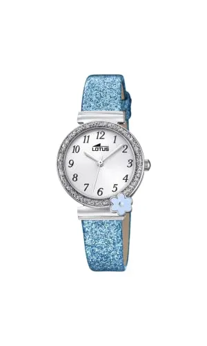 Lotus Mädchen Uhr Analoge aus Blauem Leder - Quarzwerk - Mineralglas Hochresistent - 5 ATM Wasserdicht - Klassisch - Special Prices 18625/3
