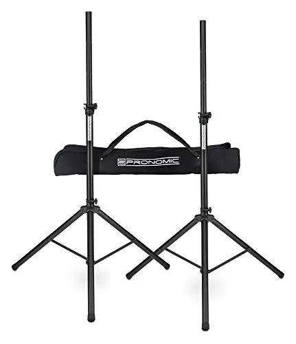 Pronomic SPS-1S Eco-Set - Ausziehbare Boxenstative - Lautsprecherzubehör: Robustes Stahl-Boxenstativ-Set mit stabiler Dreibein-Konstruktion, ausziehbar von 120-193 cm und max. 35 kg belastbar, inklusive praktischer Transporttasche.