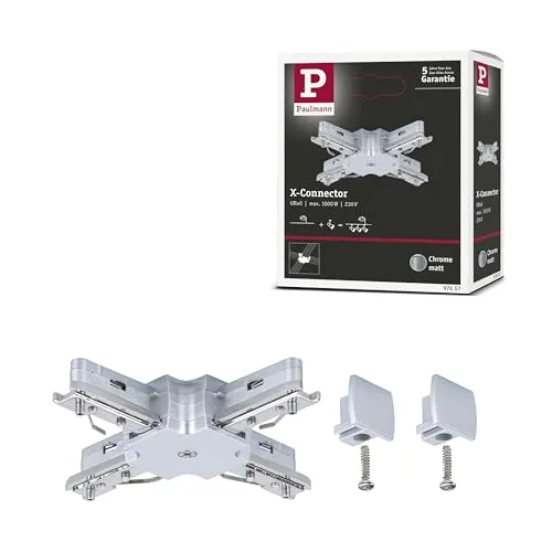 Paulmann 97657 URail Verbinder X-Stück 104x104 mm max. 1.000W Chrom matt Schienensystem