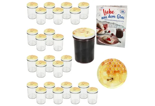 MamboCat Einmachglas 25er Set Sturzglas 230ml HOCH Einmachglas TO66 Honig Deckel, Glas